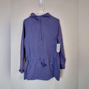 Exertek Half Zip Hoodie Drawstring Waist Thumb Holes Large